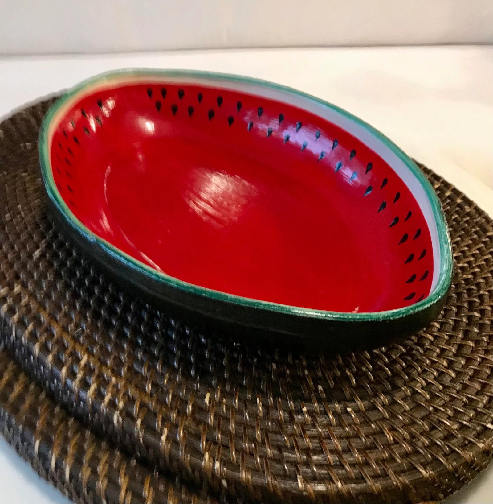 1970's Trompe-l'Oeil Folk Art Watermelon Bowl - 10