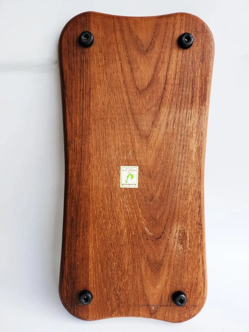 1970s Teak Wood Bone Shaped Cheese Board With Glass Cloche, 2 Pieces - 9