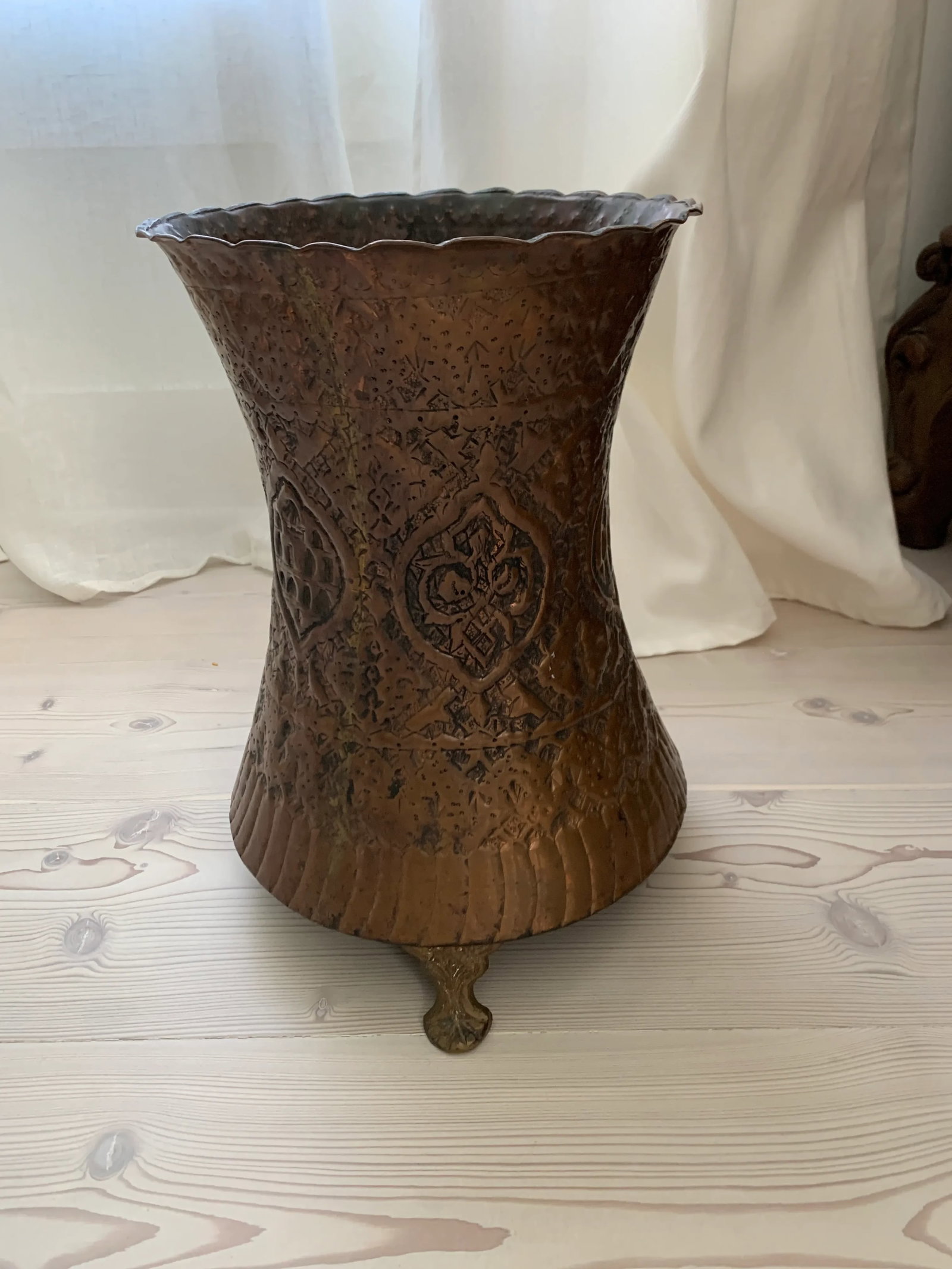 Large Vintage Boho Copper Jardiniere or Vase - 5