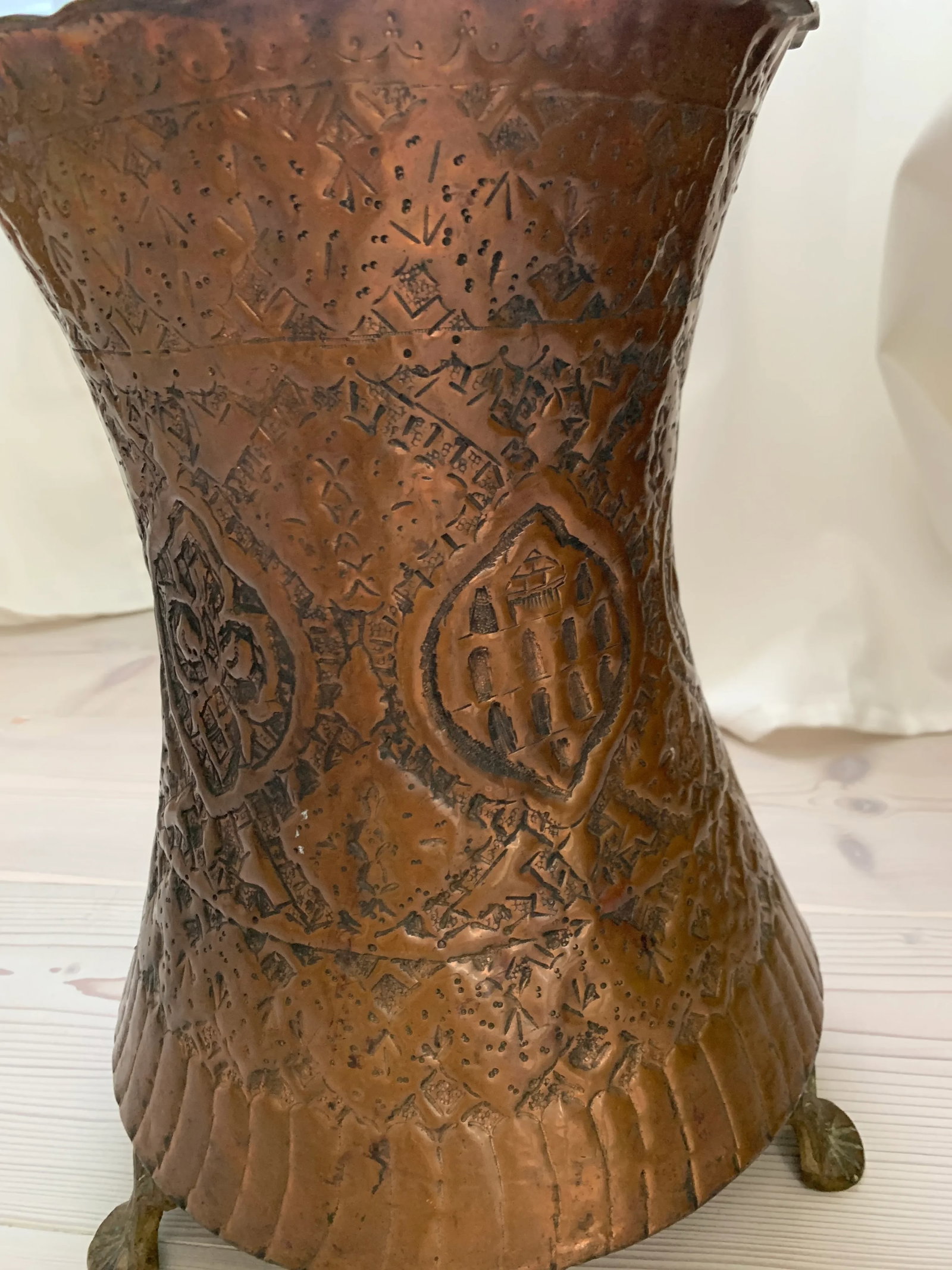Large Vintage Boho Copper Jardiniere or Vase - 6