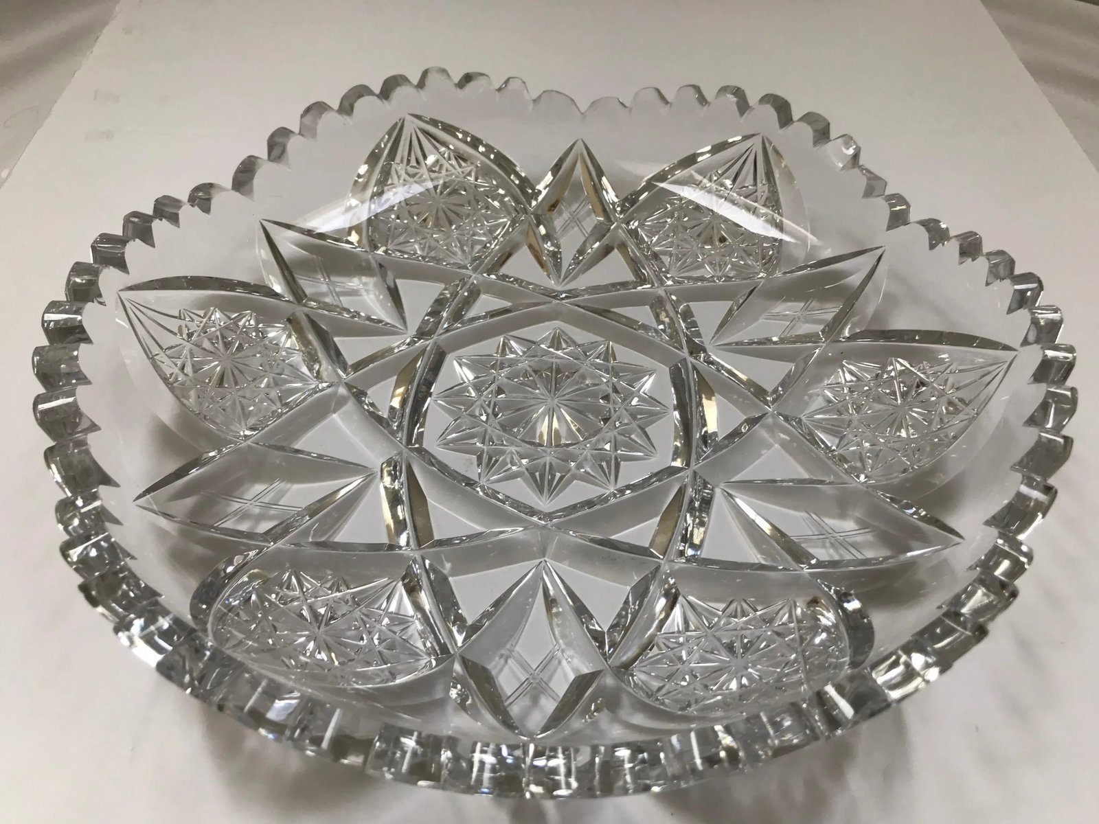 1950s Traditional Crystal Saw Tooth Cut Bowl - 2