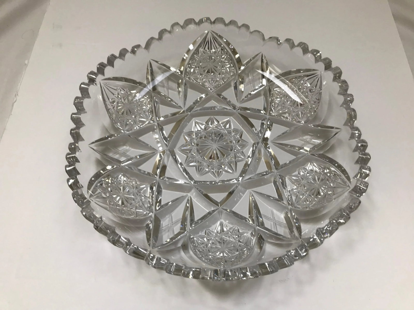 1950s Traditional Crystal Saw Tooth Cut Bowl - 4