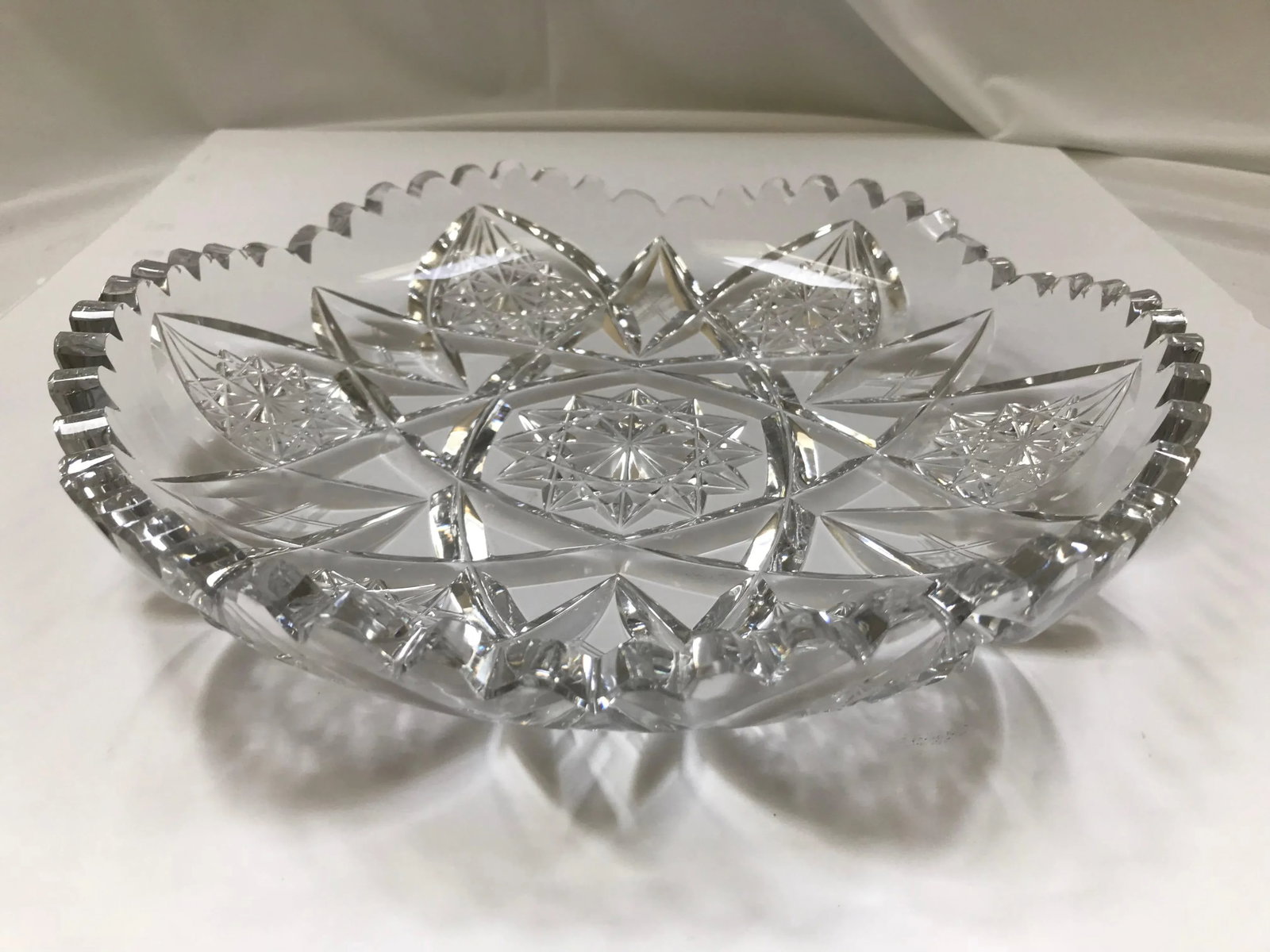 1950s Traditional Crystal Saw Tooth Cut Bowl - 5