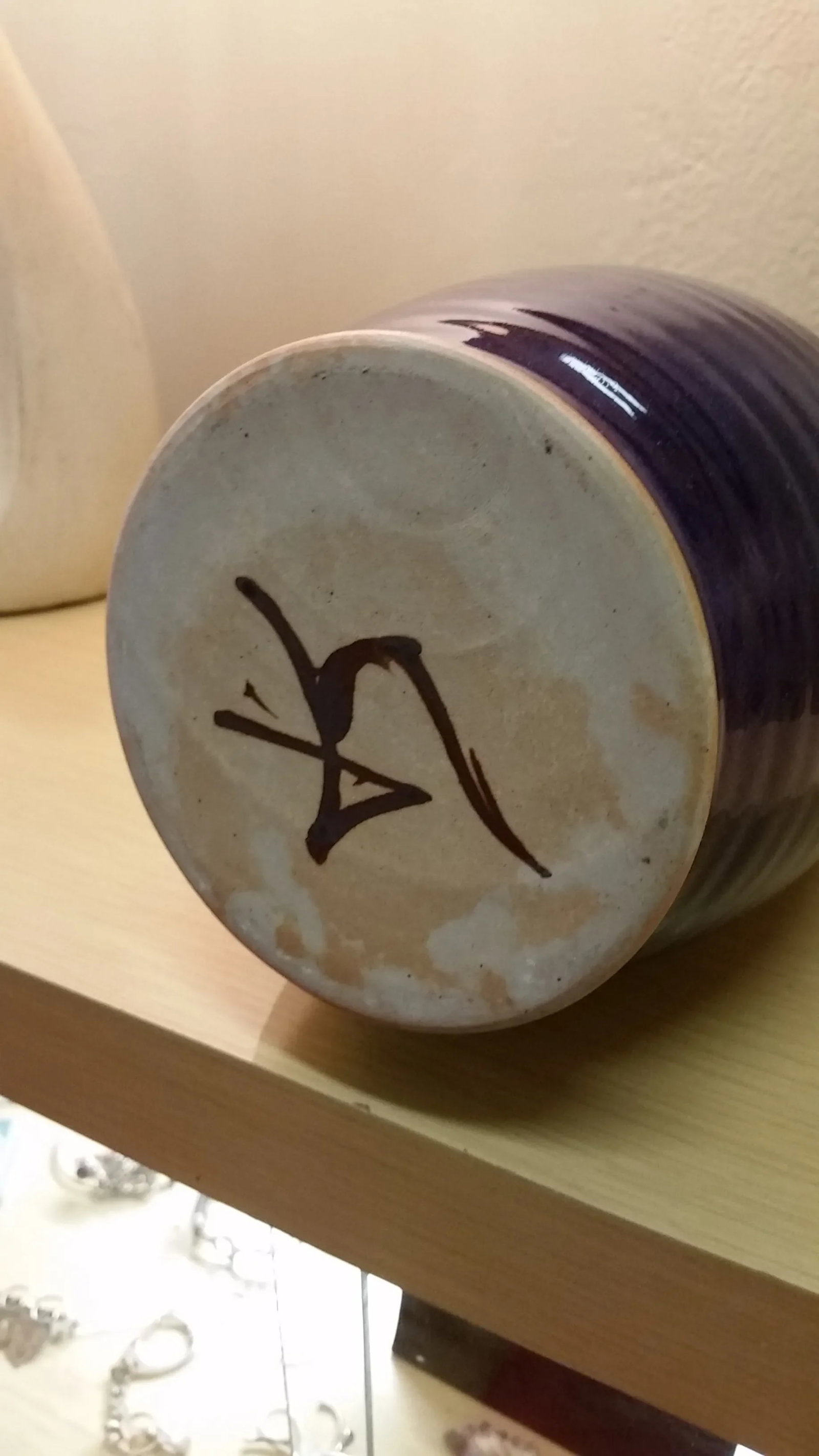 Signed Modernist Studio Pitcher Stoneware Vase - 7