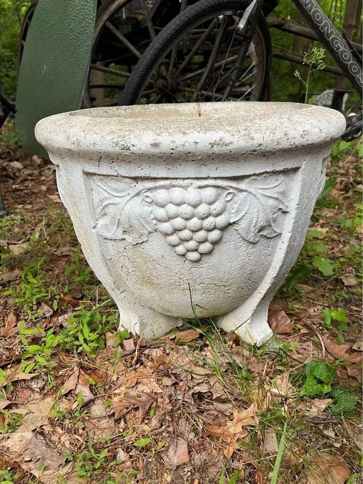 Vintage Cast Cement Large Garden Urn - 3
