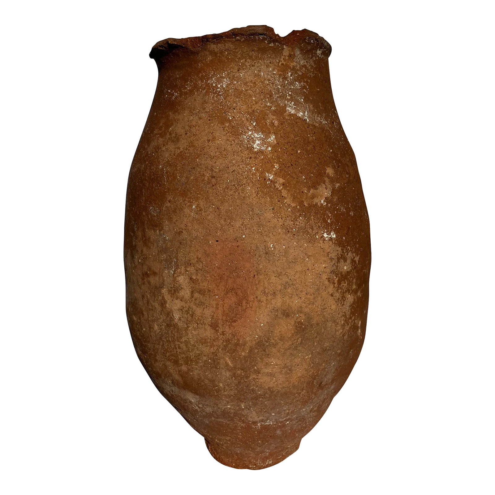 Large Terracotta Vessel: A single large round terracotta vessel or olive jar with open top. Suitable for use as planter or sculptural object. Condition: Alterations: Original Condition Unaltered Imperfections: Some Imperfecti