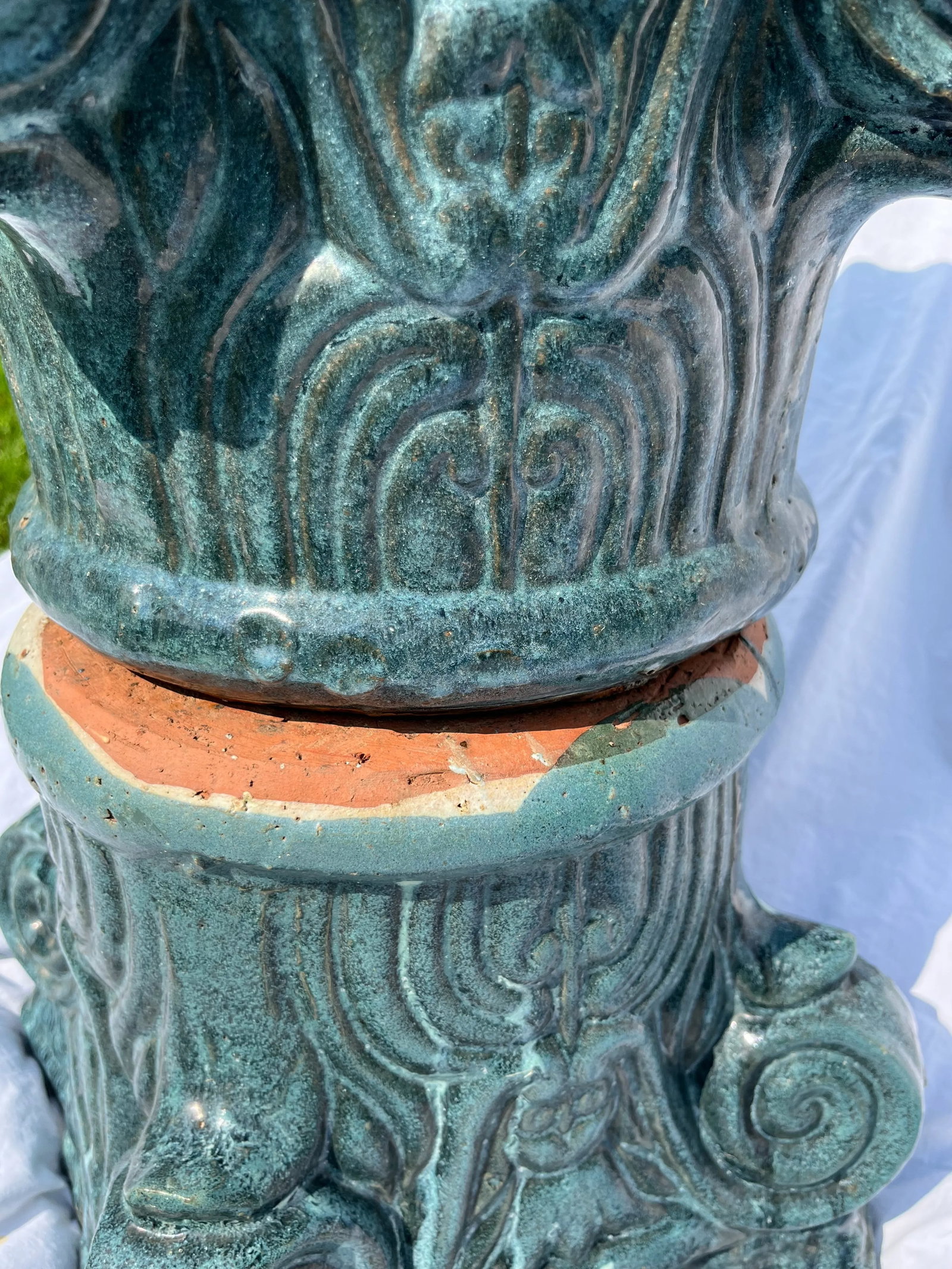 Terracotta Column Capital Planters a Pair - 3