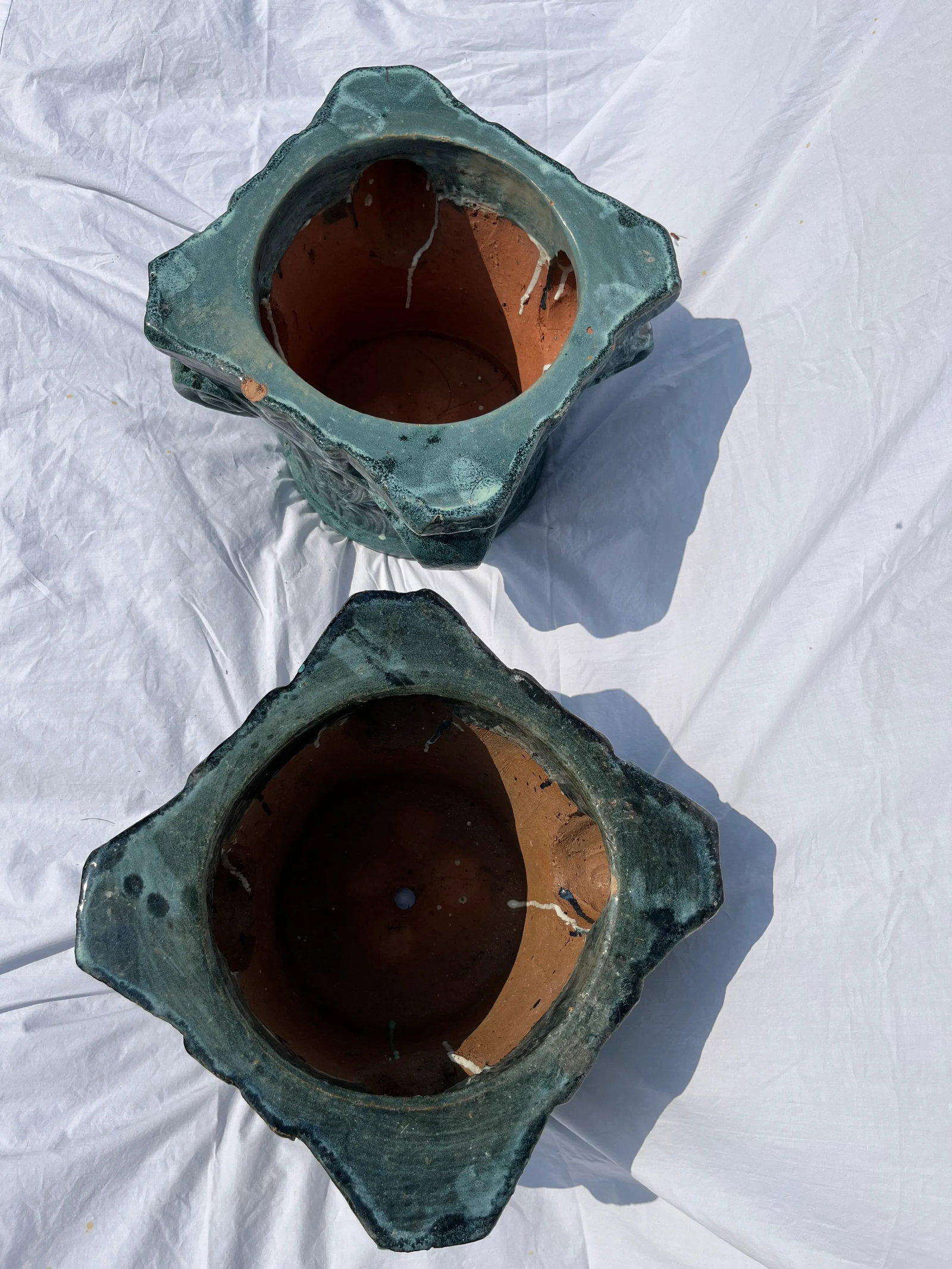 Terracotta Column Capital Planters a Pair - 9