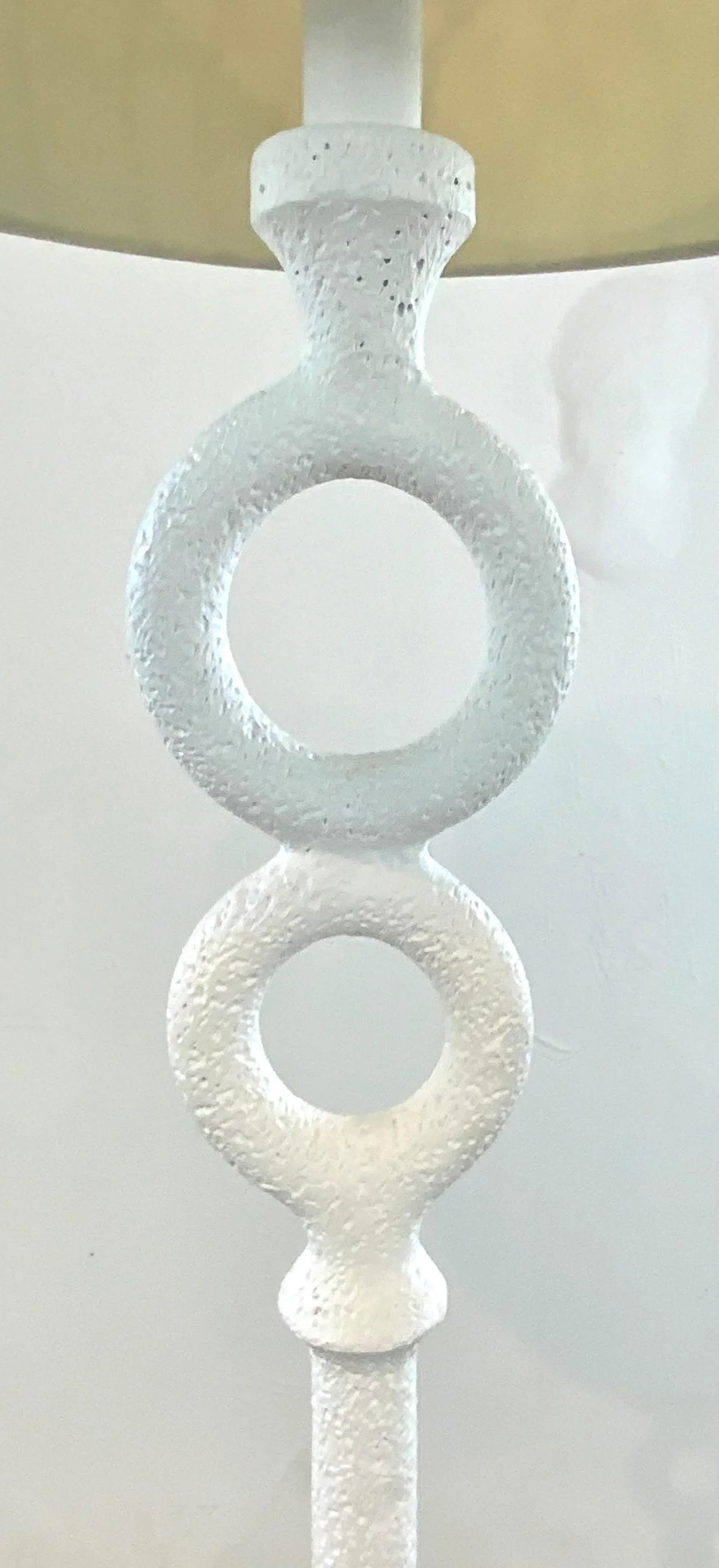 Modern White Hammered Metal Two Ring Floor Lamp - 3