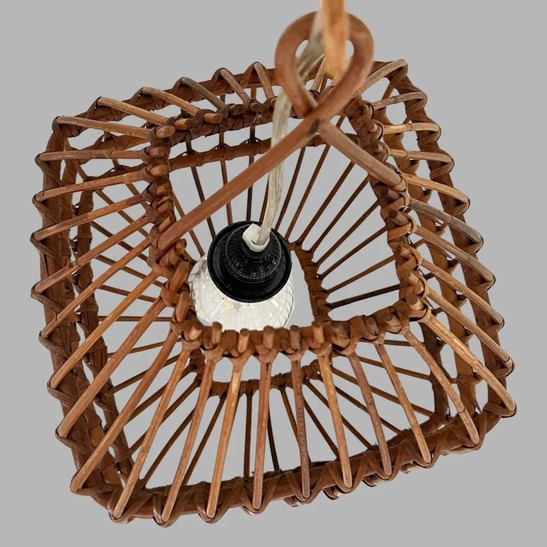 Vintage Mid Century Italian Bamboo Pendant Ceiling Light - 4