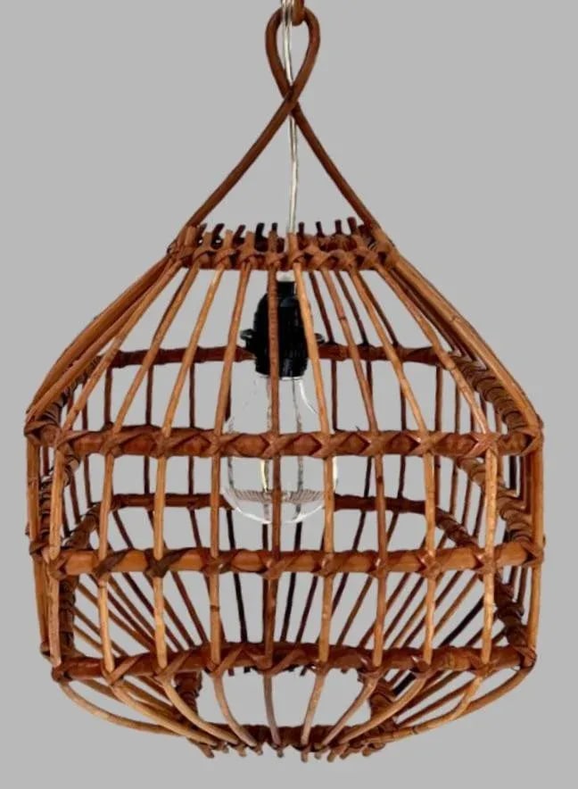 Vintage Mid Century Italian Bamboo Pendant Ceiling Light - 6