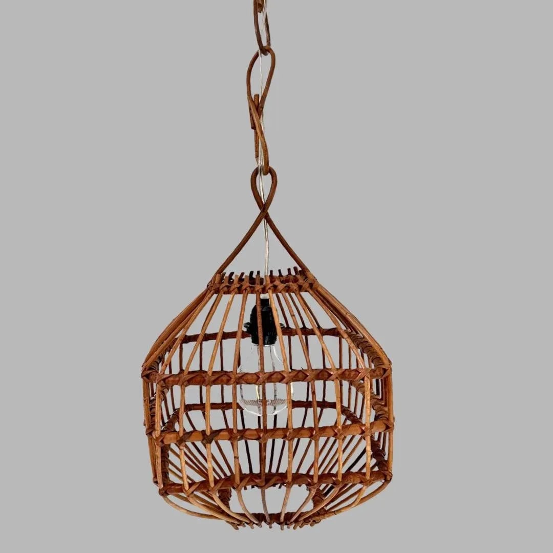 Vintage Mid Century Italian Bamboo Pendant Ceiling Light - 8