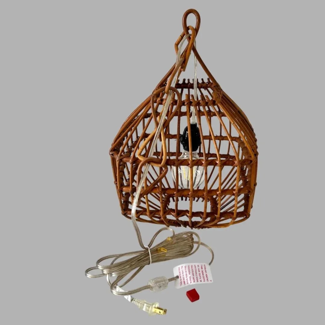 Vintage Mid Century Italian Bamboo Pendant Ceiling Light - 9