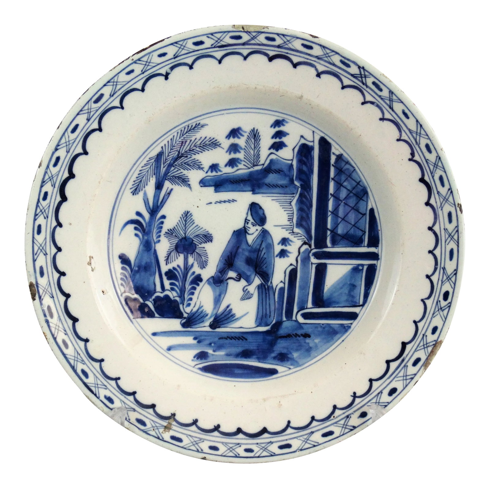 18th-Century English Figural Chinoiserie Charger Hand Painted - 2