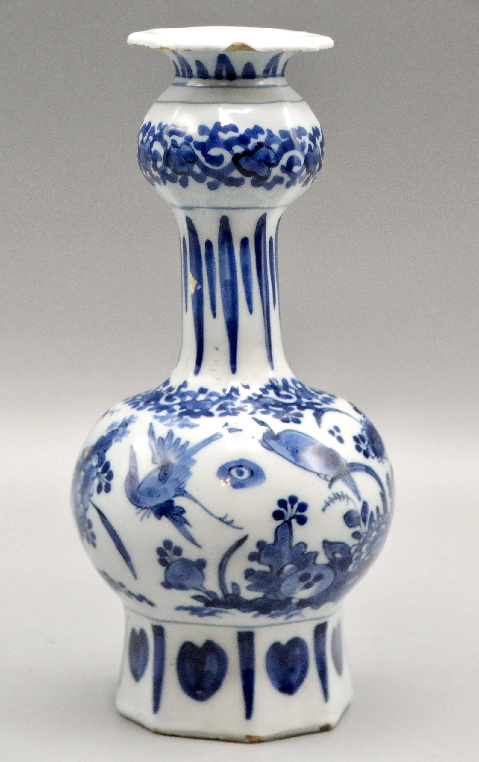 19th-Century Dutch Delft Vase With Birds - 4