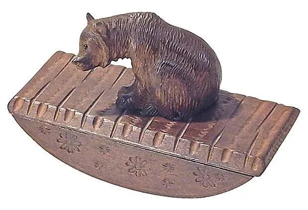 Antique Carved Black Forest Bear Ink Blotter - 3