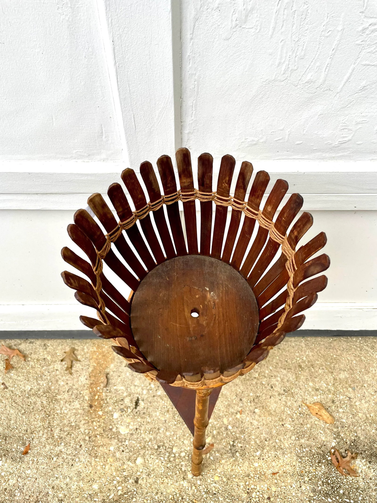 Antique Burnt Bamboo Plant Stand - 2