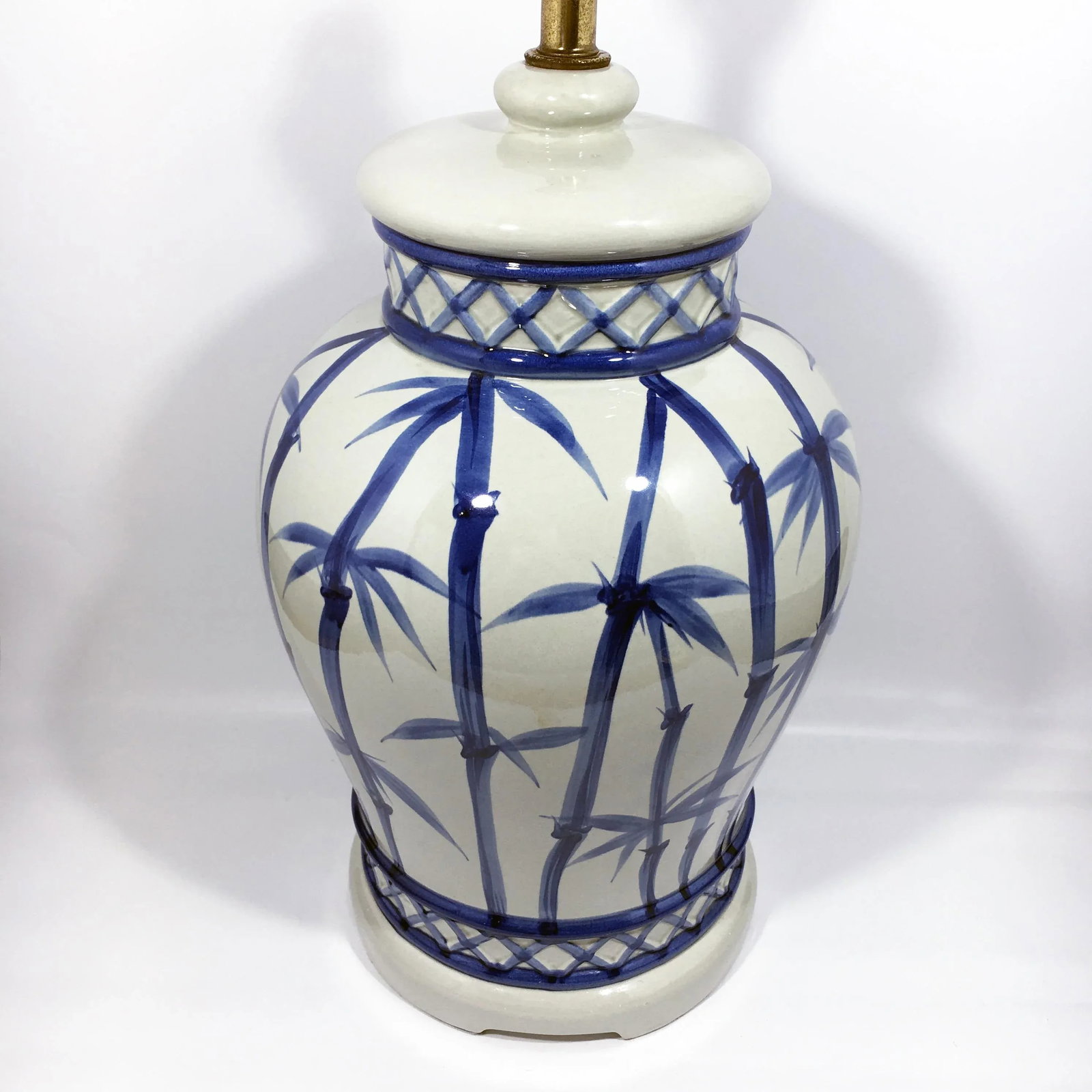 1970s Vintage Bamboo Hand Painted Ceramic Lamp - 2
