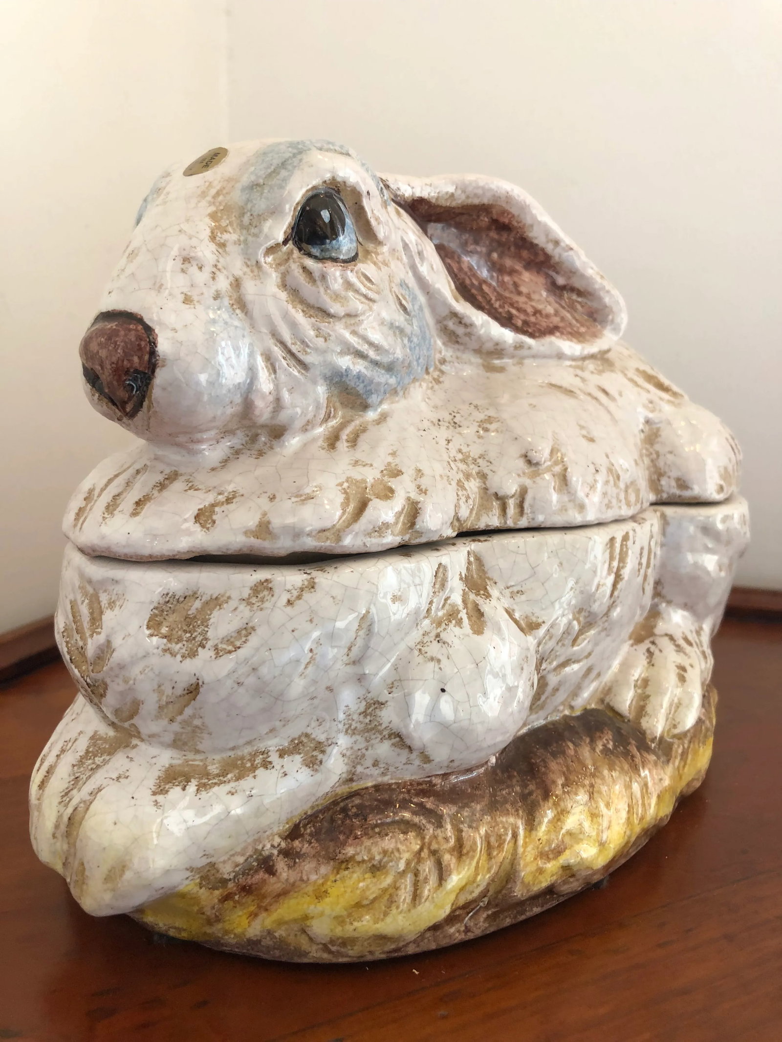 1990s Italian Hand Painted Ceramic Rabbit Cookie Jar, Garden Veggies - 4