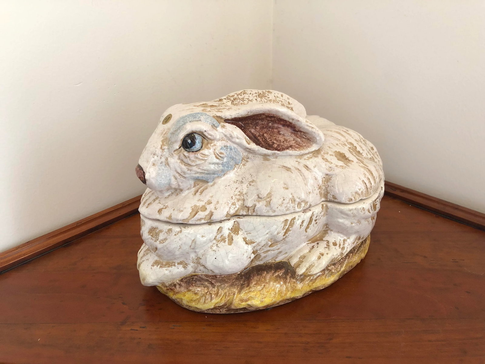 1990s Italian Hand Painted Ceramic Rabbit Cookie Jar, Garden Veggies - 6