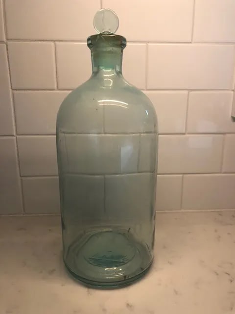 Vintage 1930s Glass Apothecary Bottle Jar - 2
