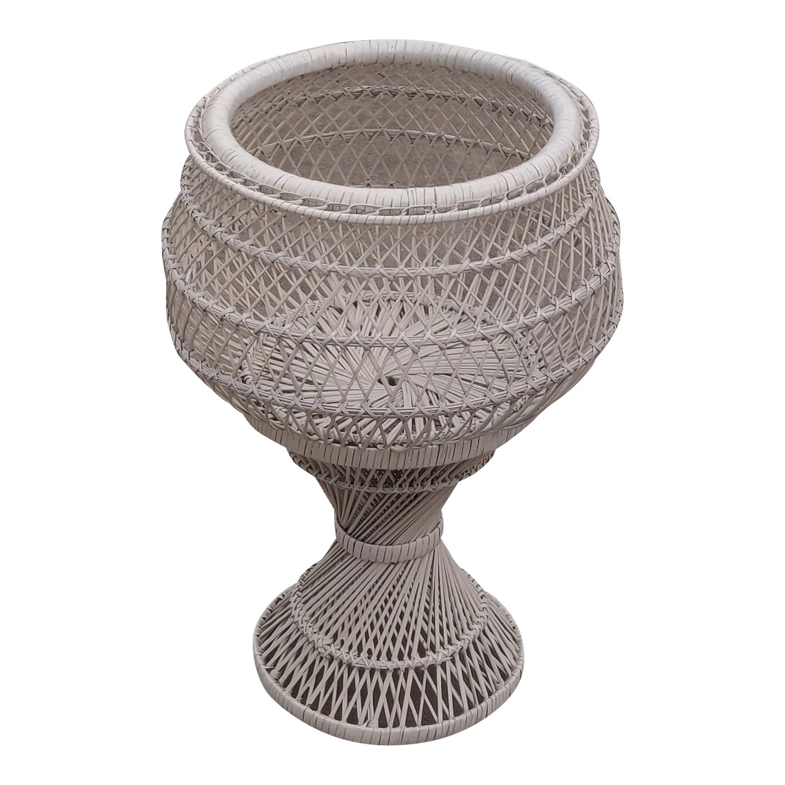 Late 20th Century Natural Woven Wicker, Rattan Plant Stand / Cachepot: planter or cachepots. very sturdy and will handle a substantial amount of weight for whichever plants and flowers you decide to use. Condition: Alterations: Original Condition Unaltered