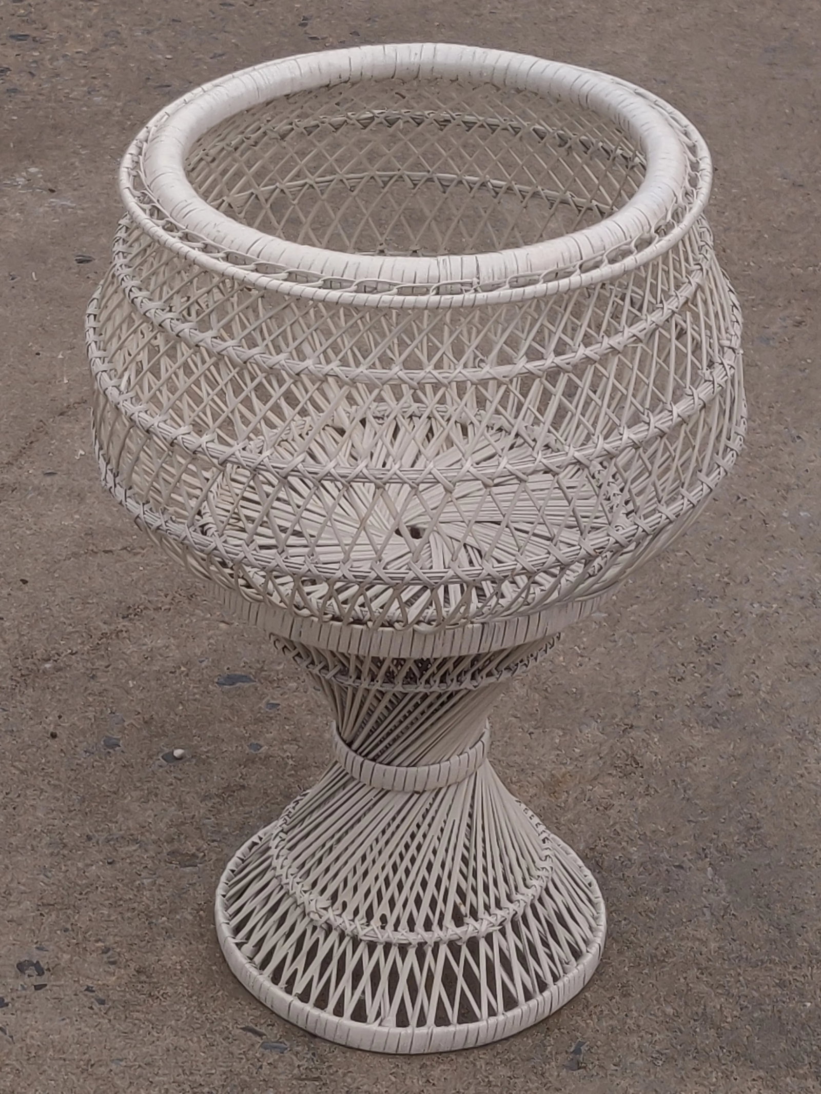 Late 20th Century Natural Woven Wicker, Rattan Plant Stand / Cachepot - 7
