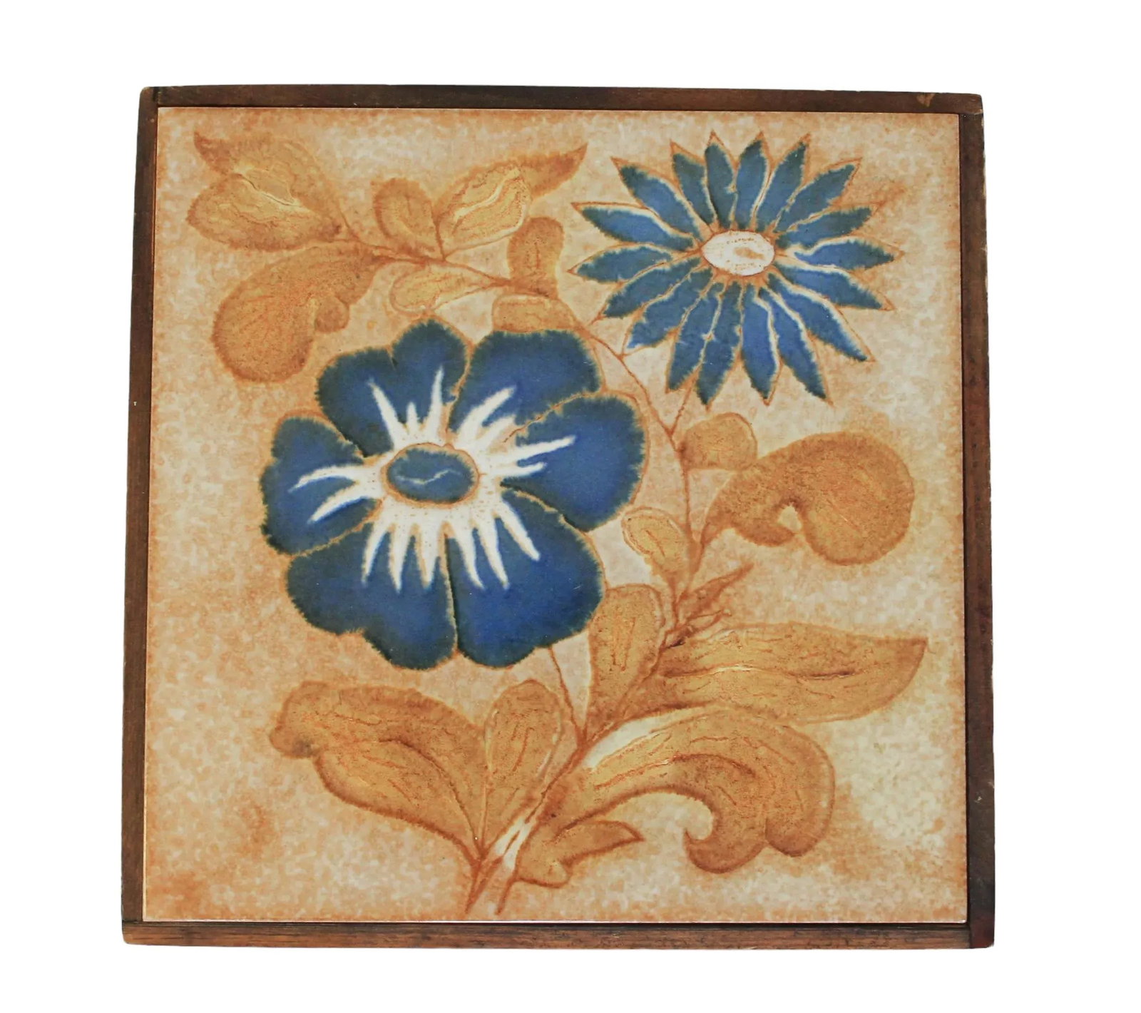 Vintage Floral Tile & Wood Trivet - 5