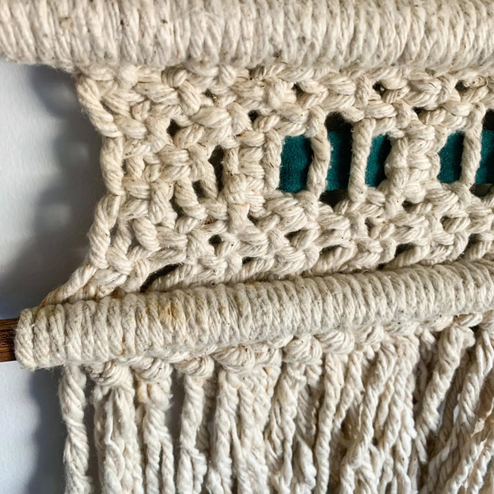 Large Vintage 70s Wall Hanging Art Weaving Tapestry Macrame - 2