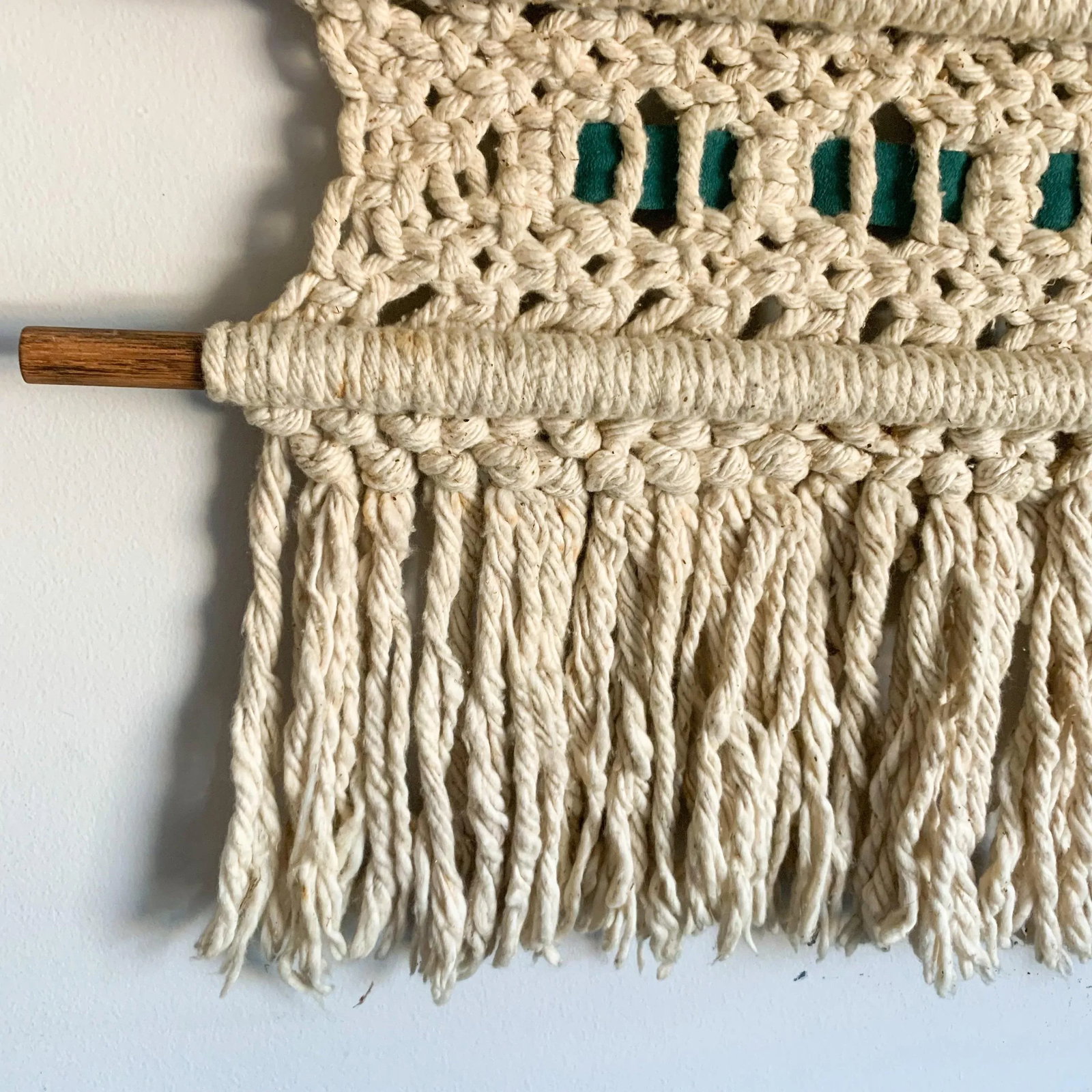 Large Vintage 70s Wall Hanging Art Weaving Tapestry Macrame - 3
