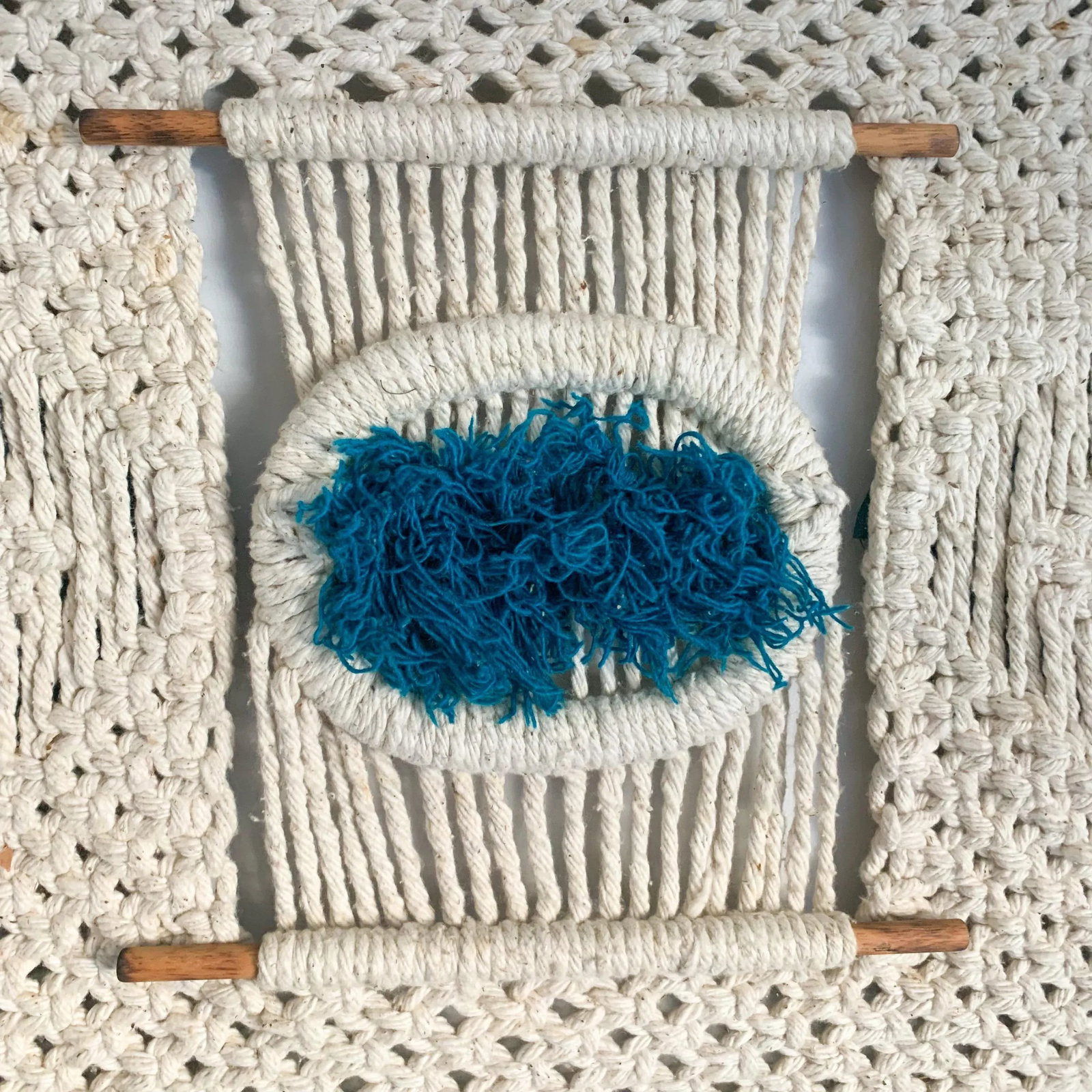 Large Vintage 70s Wall Hanging Art Weaving Tapestry Macrame - 4