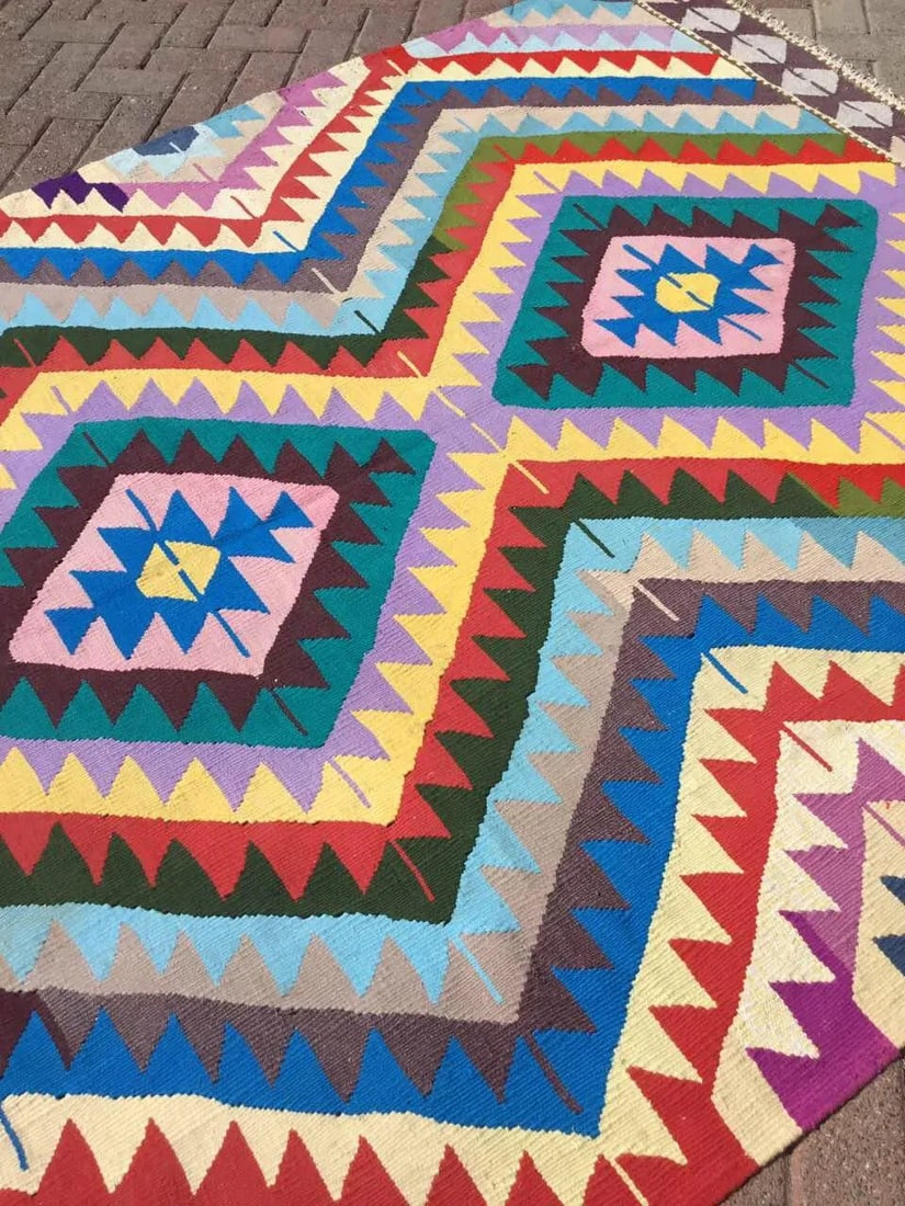 Vintage Turkish Kilim Rug - 74" X 115" - 6
