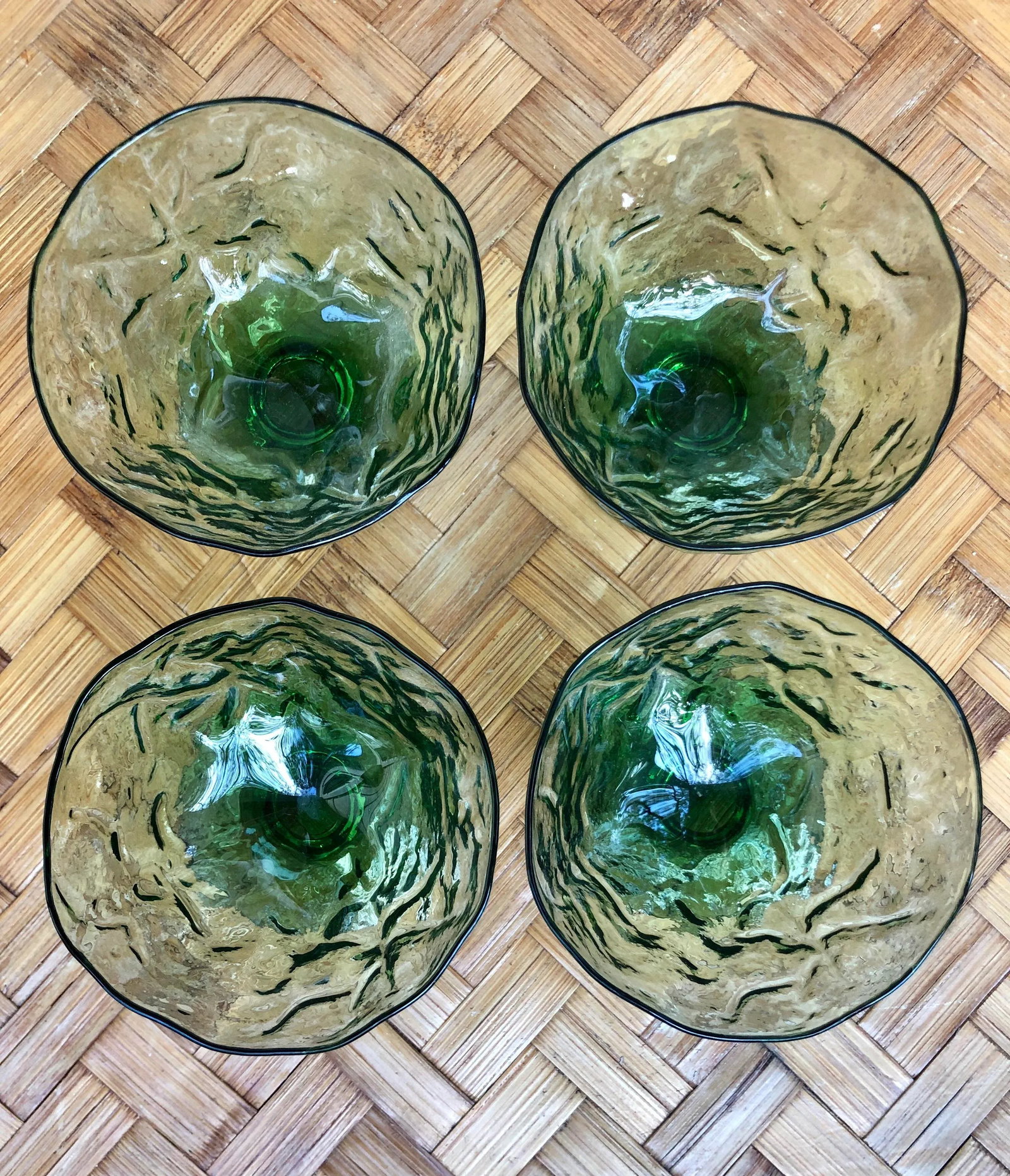 Vintage Seneca Driftwood Champagne Sherbert Glasses in Avocado - Set of 4 - 2