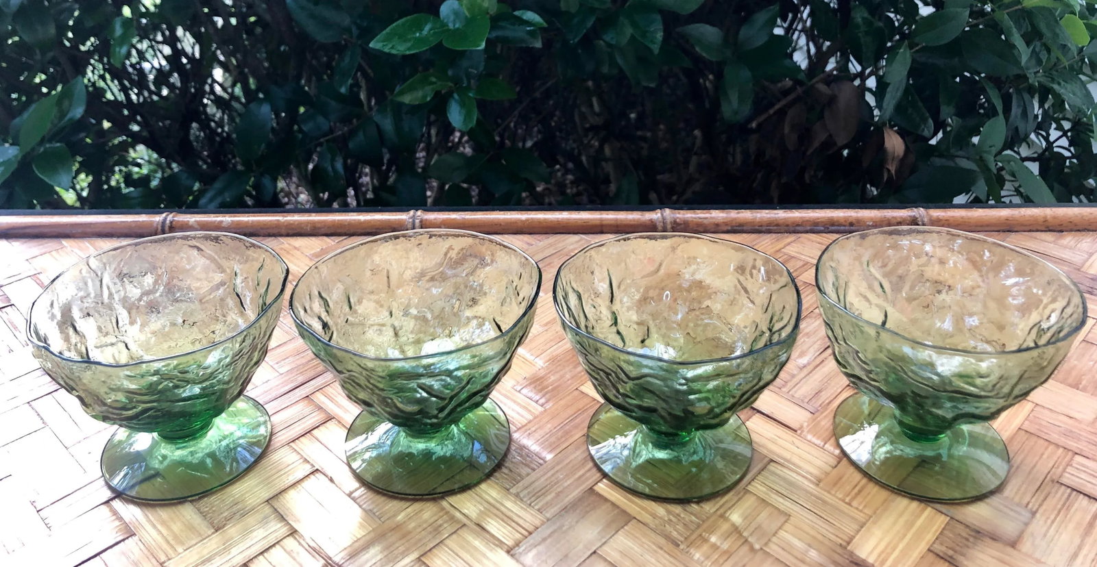 Vintage Seneca Driftwood Champagne Sherbert Glasses in Avocado - Set of 4 - 3