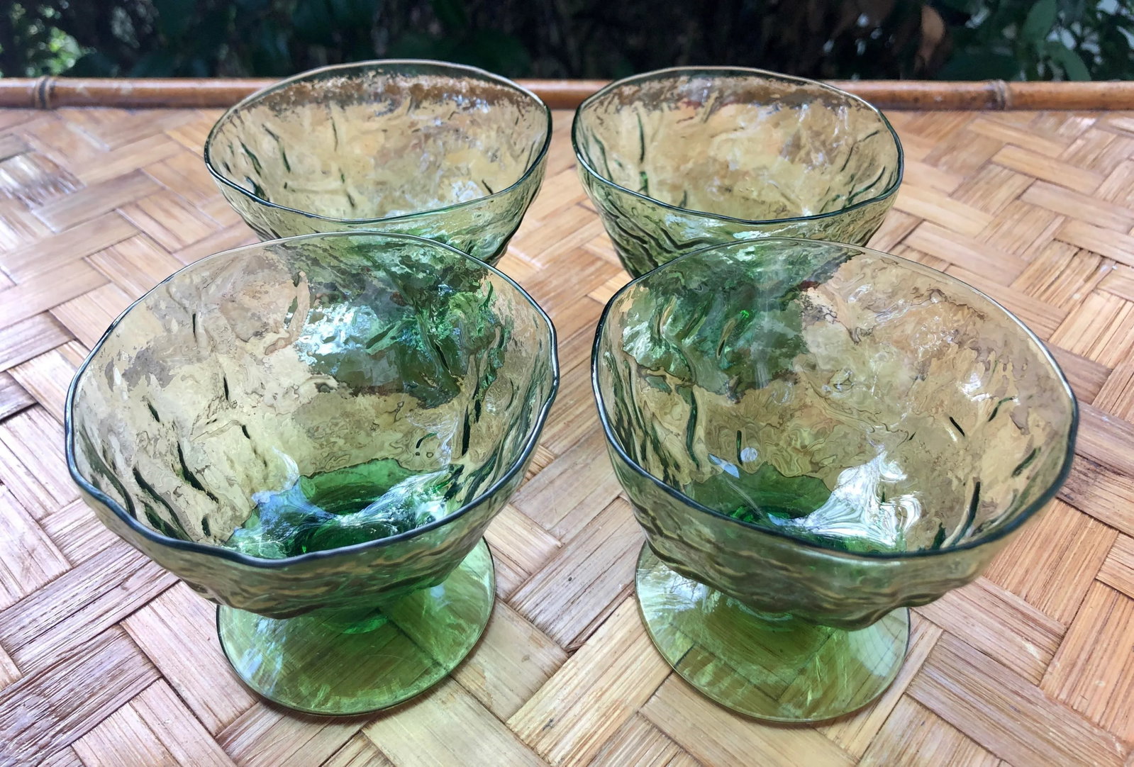 Vintage Seneca Driftwood Champagne Sherbert Glasses in Avocado - Set of 4 - 5