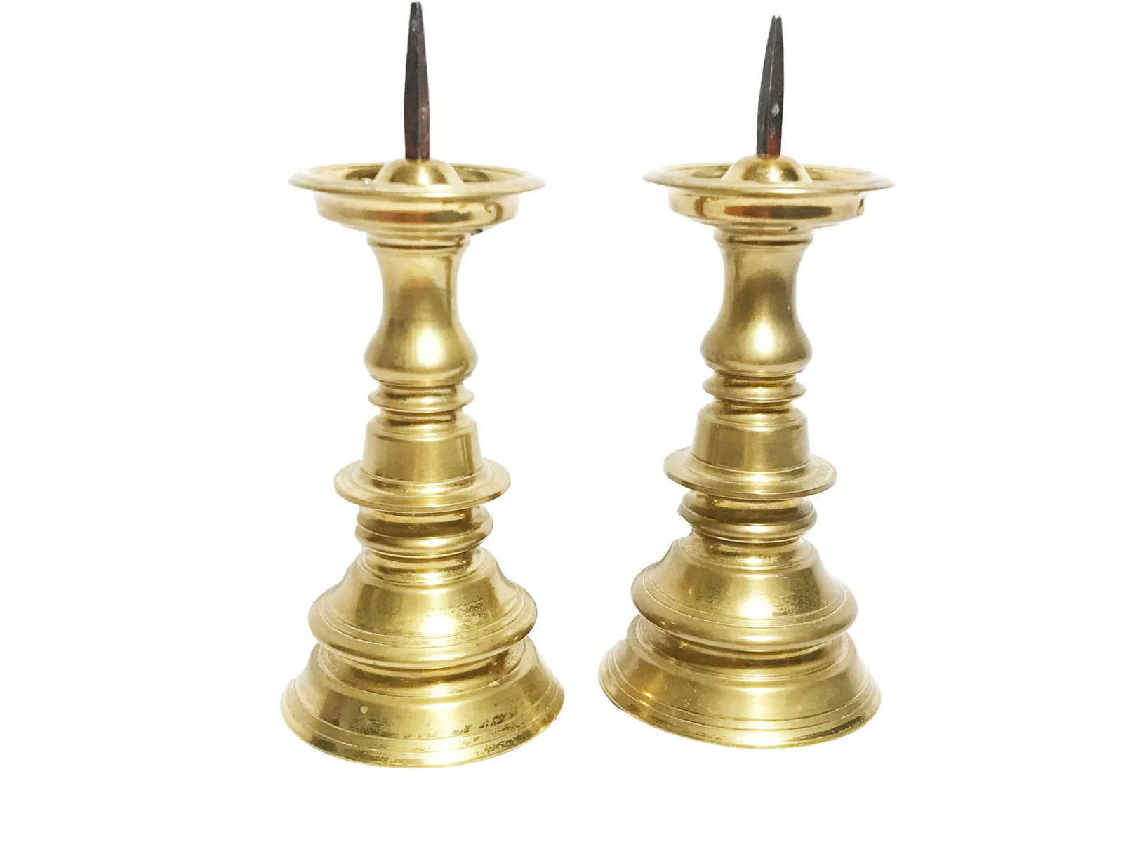 1960s Hollywood Regency Solid Brass Candle Holders - a Pair - 3