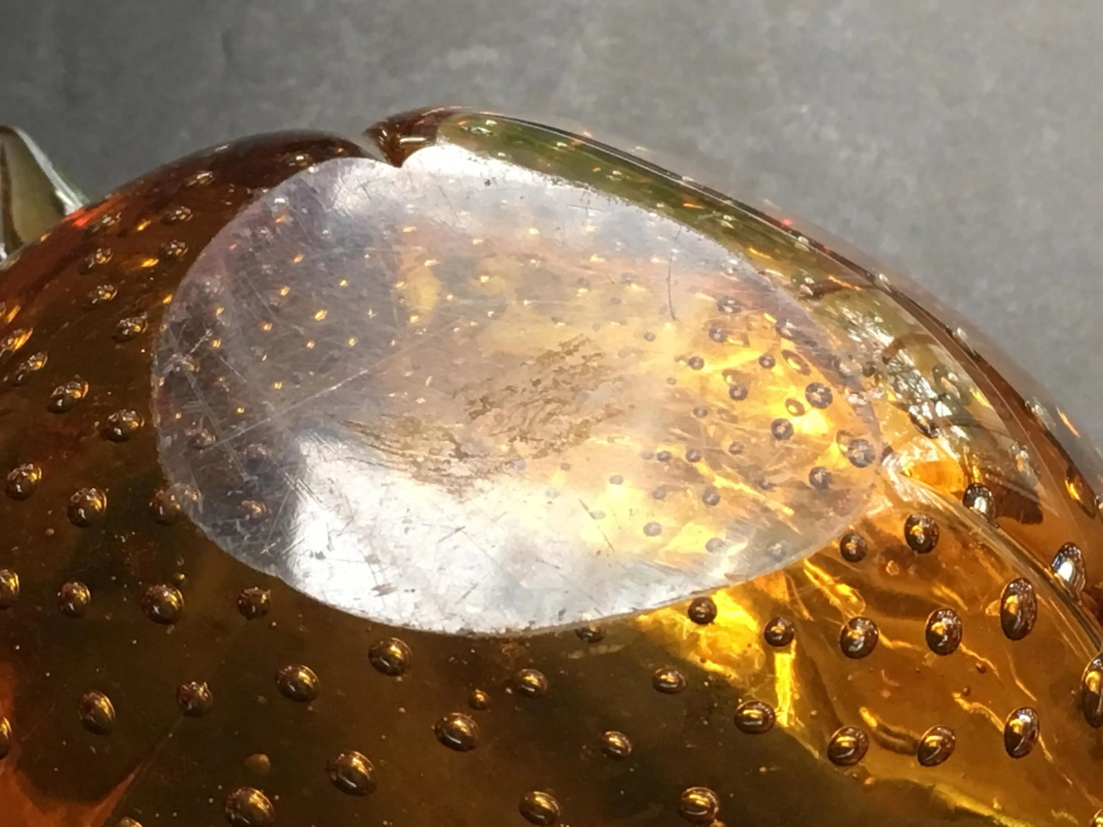 1950s Mid-Century Modern Amber Murano Glass Organic Shaped Bowl - 8