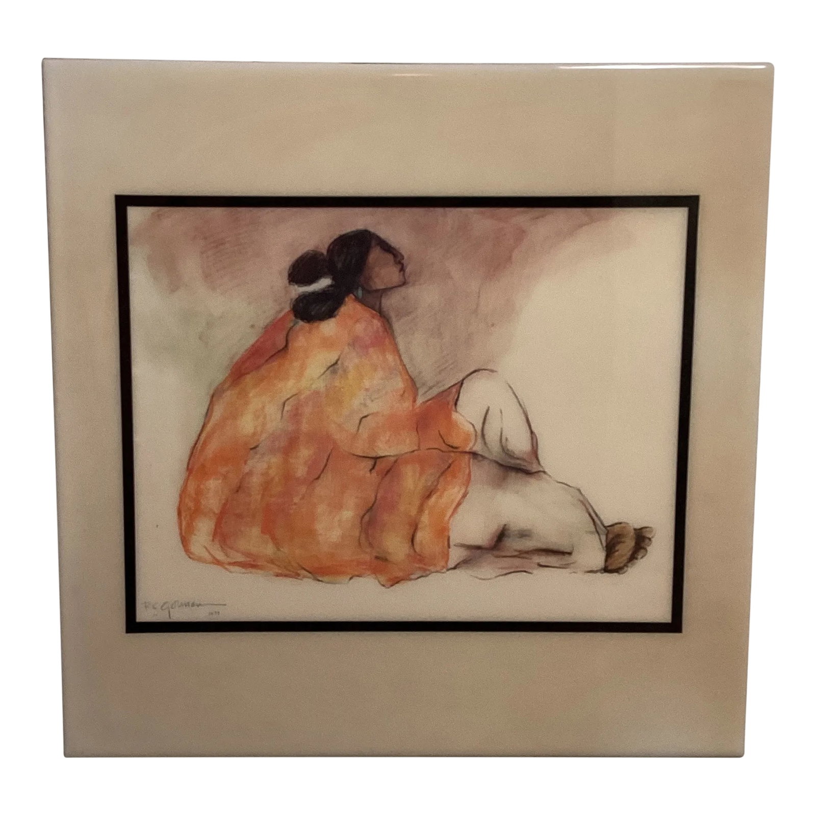 R.C.Gorman Ceramic Terracotta Glazed Tile Wall Art Decor, Circa 1977: RC Gorman Ceramic Tile Wall Art Navajo Indian Native American Vintage Contemporary Art Mid Century Modern Paintings. Great addition to room decor. Condition: Alterations: Original Condition Unaltered 