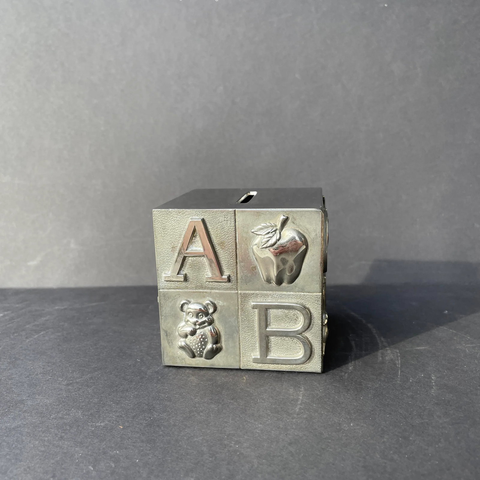 Mid Century Silver Plated Child's ABC's Alphabet Bank - 2