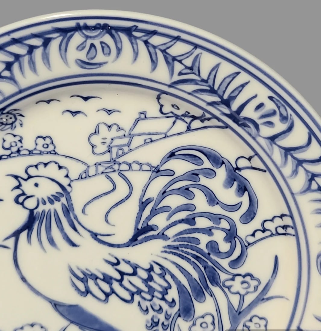 Late 20th Century Williams-Sonoma Country French Blue & White Roosted Salad Plate - 3
