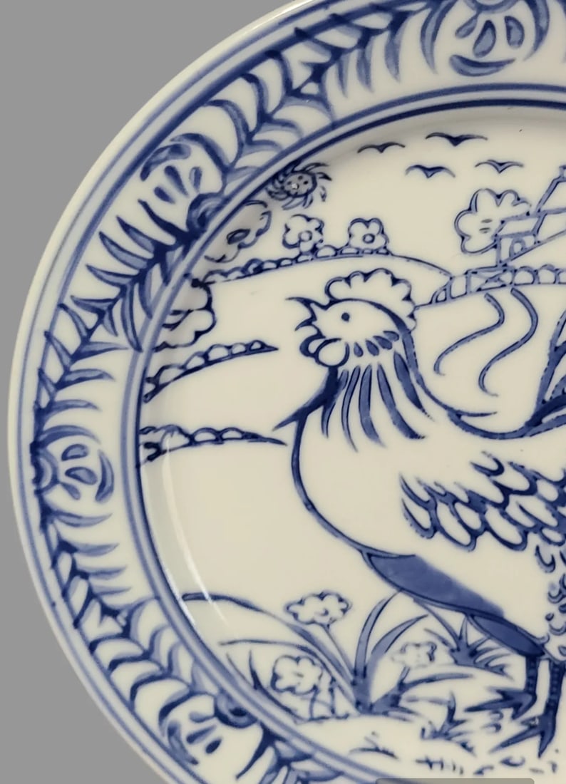 Late 20th Century Williams-Sonoma Country French Blue & White Roosted Salad Plate - 4