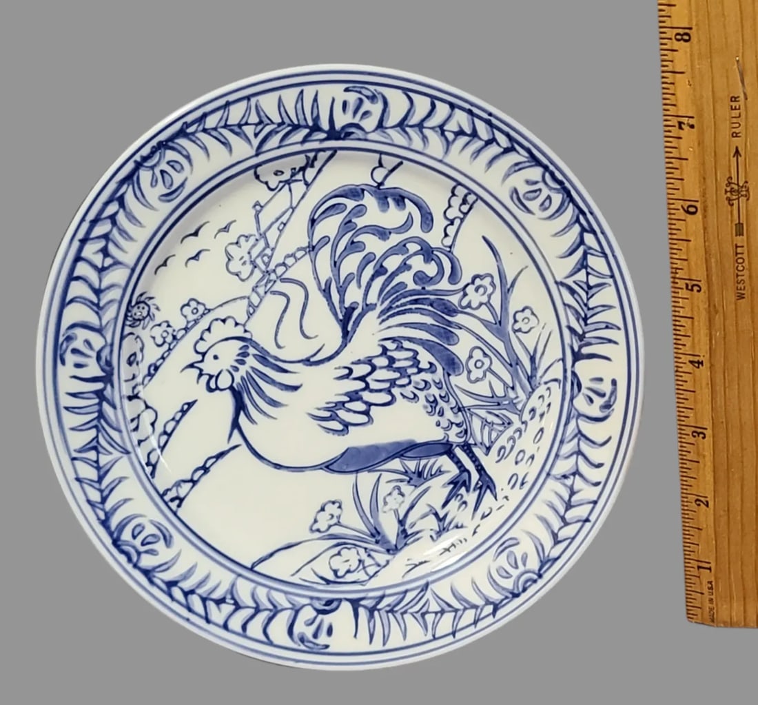 Late 20th Century Williams-Sonoma Country French Blue & White Roosted Salad Plate - 7