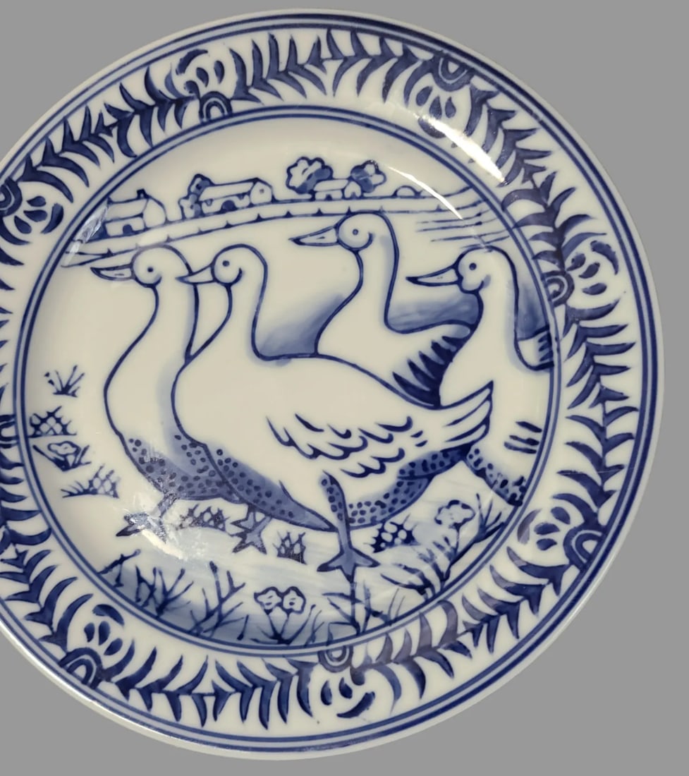 Late 20th Century Pair of Williams-Sonoma Blue & White Salad Luncheon Snack Plates Country French Du - 3