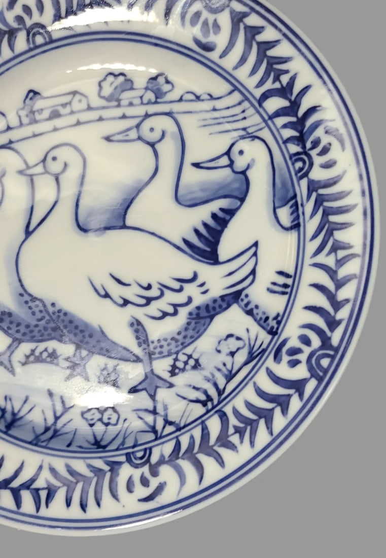 Late 20th Century Pair of Williams-Sonoma Blue & White Salad Luncheon Snack Plates Country French Du - 4