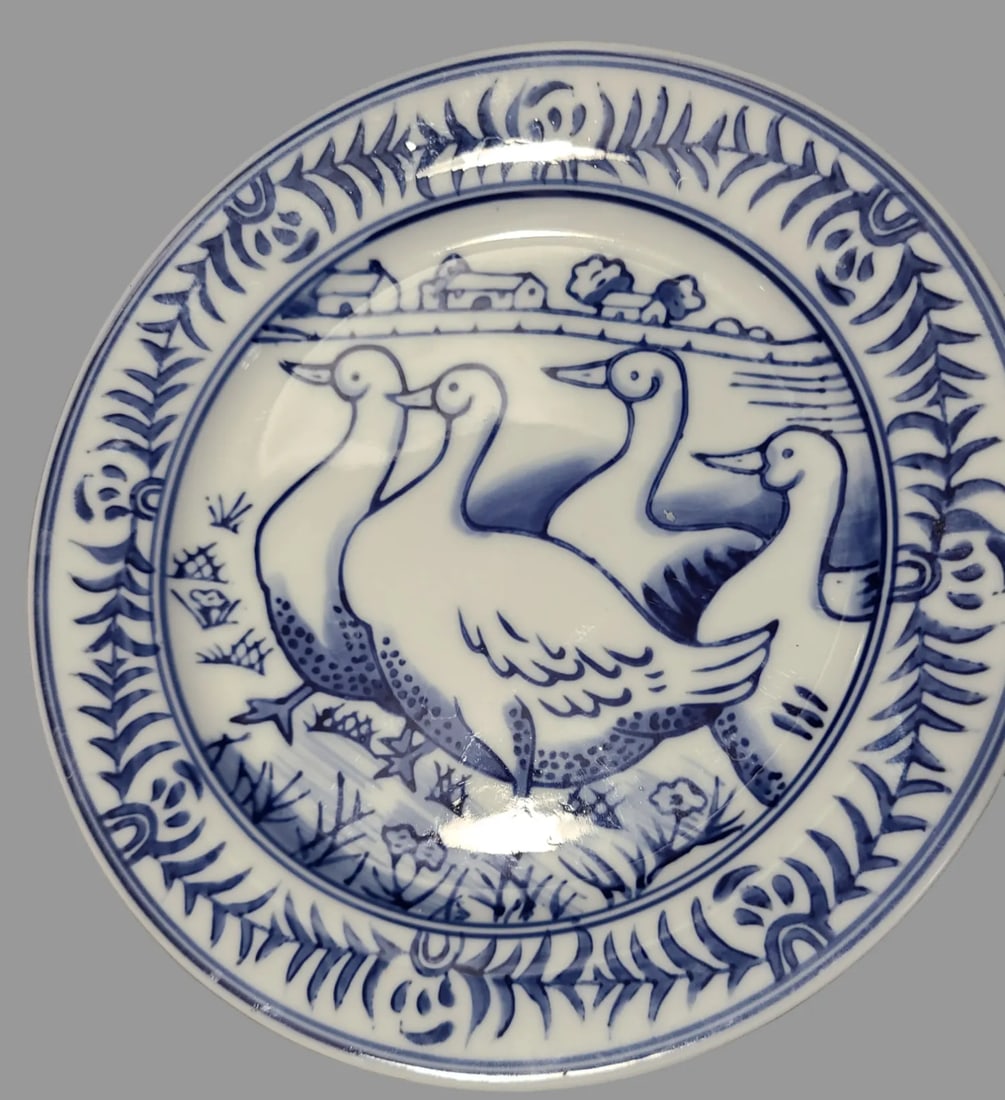 Late 20th Century Pair of Williams-Sonoma Blue & White Salad Luncheon Snack Plates Country French Du - 7