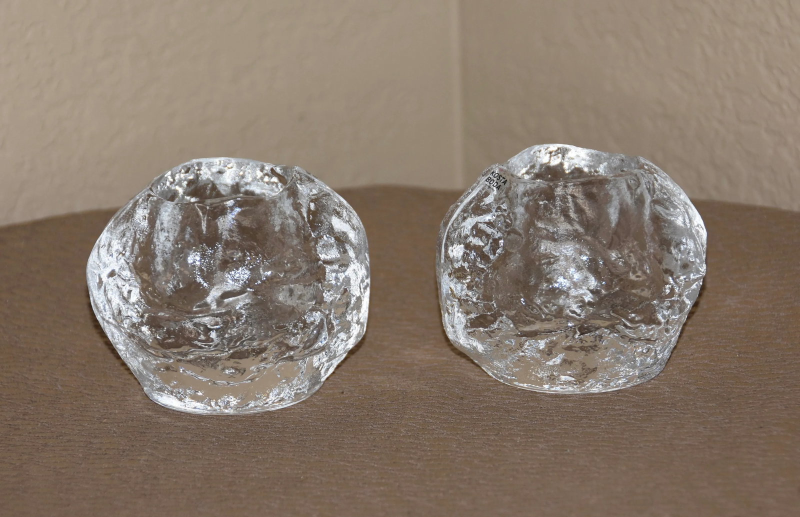 Kosta Boda 4" Glass Snowball Votive Candle Holders - Set of 2 - 4