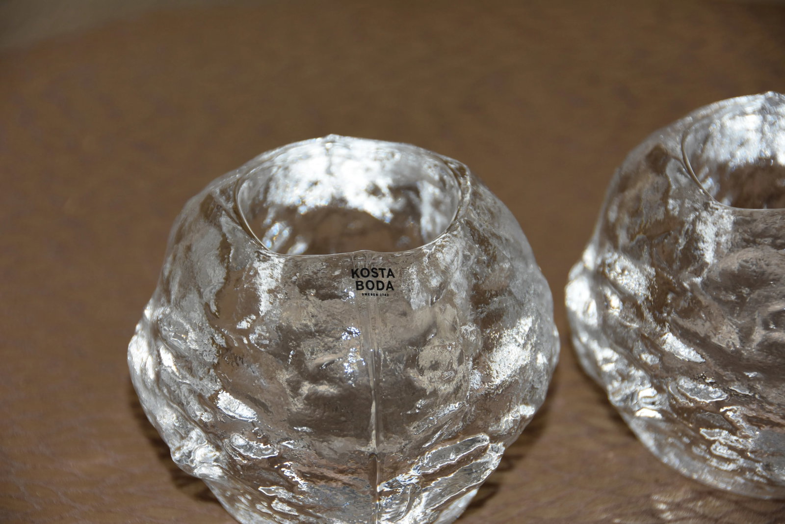 Kosta Boda 4" Glass Snowball Votive Candle Holders - Set of 2 - 5