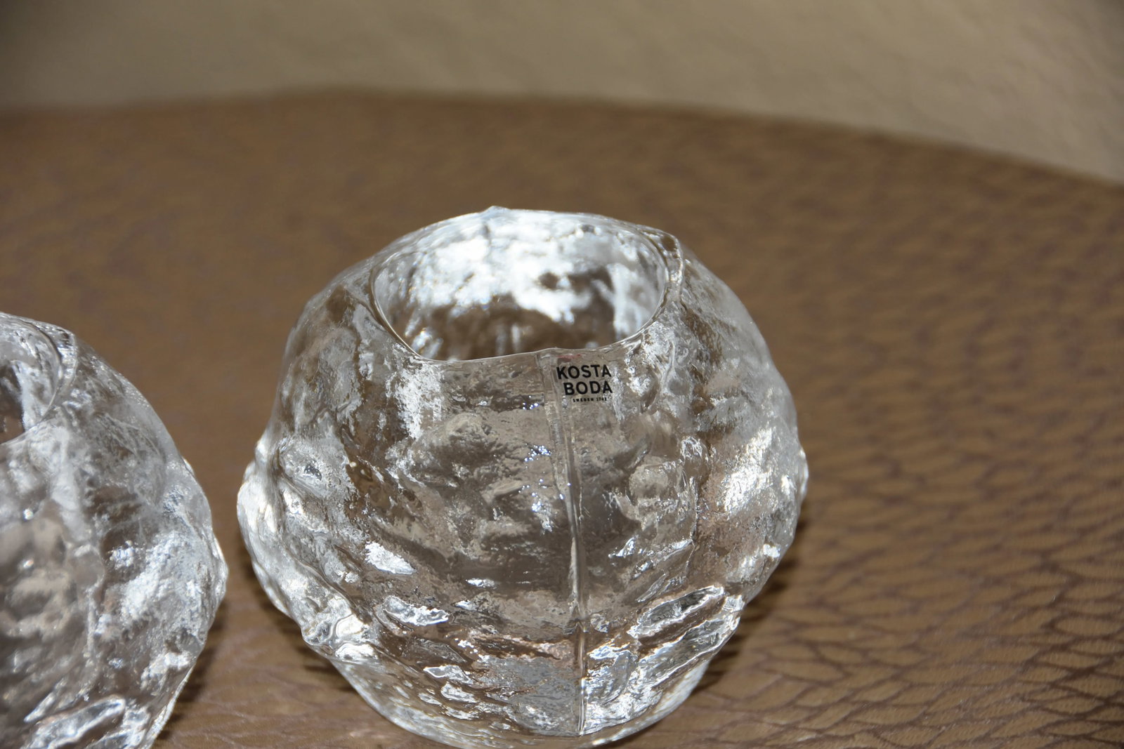 Kosta Boda 4" Glass Snowball Votive Candle Holders - Set of 2 - 6
