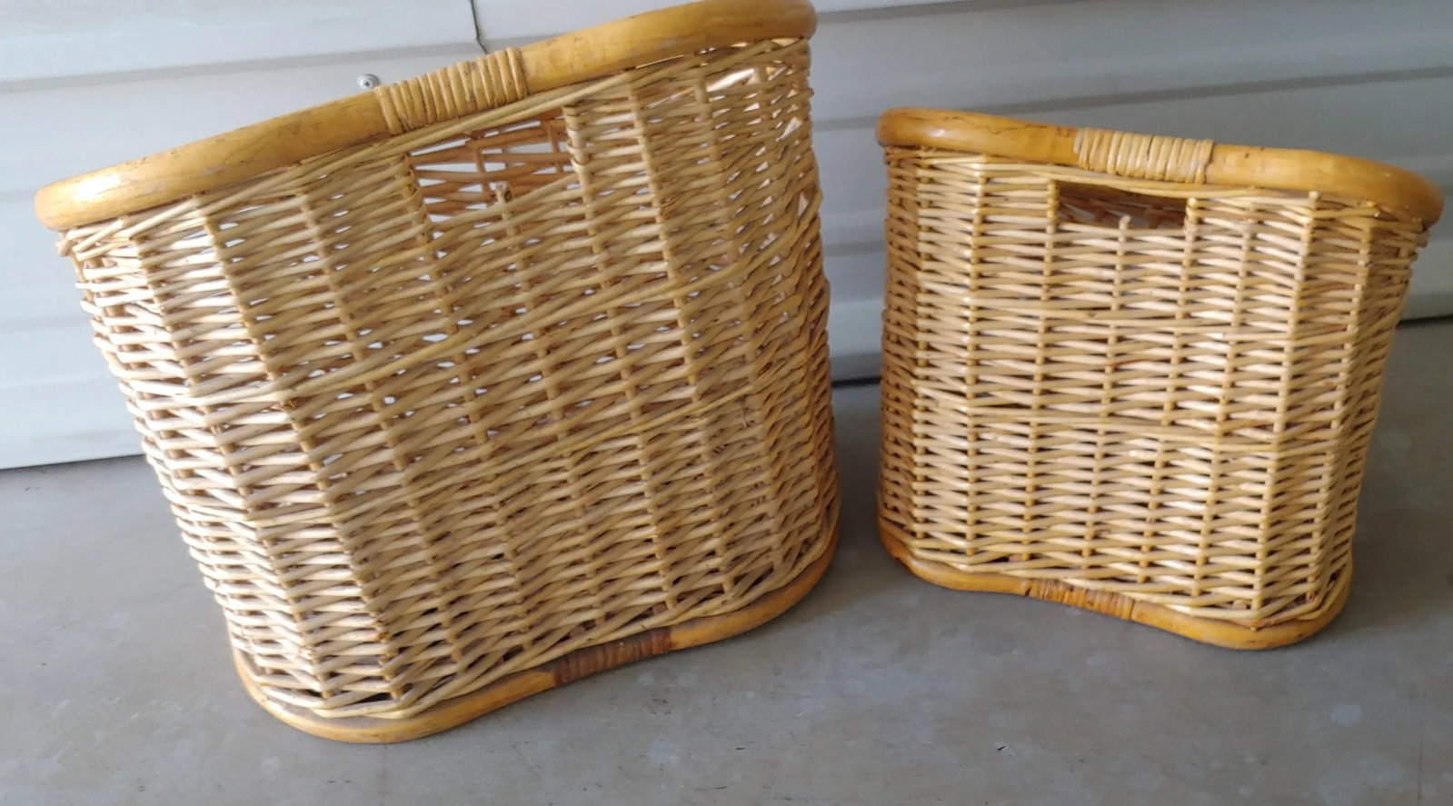 Early 20th Century Bamboo Magazine Basket Set - 2