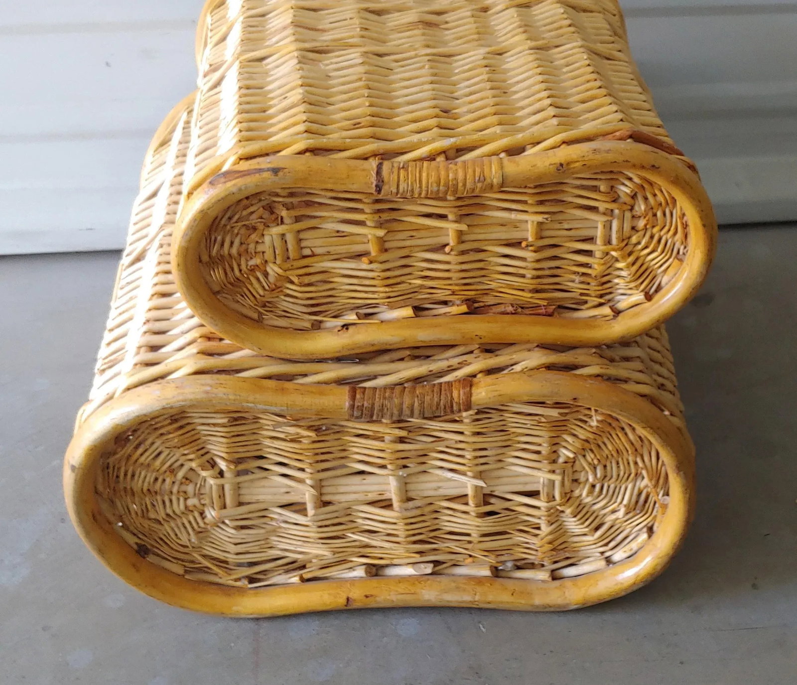 Early 20th Century Bamboo Magazine Basket Set - 3